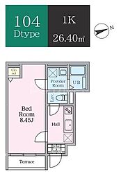 エトワールヴァリ プレリュード 1Kの間取図画像