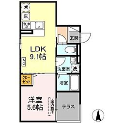 MilleFoglie uno(ミレフォリエ ウノ) 1LDKの間取図画像