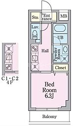 ジョイヴィレッジ瑞江 1Kの間取図画像