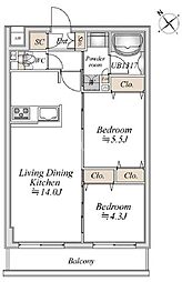 LianaArtPark 2LDKの間取図画像