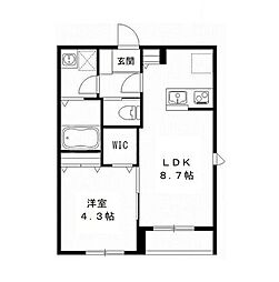 ラトゥール 1LDKの間取図画像