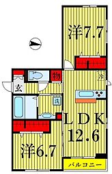 ラウンド・ジン 2LDKの間取図画像