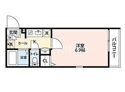 グランクォール大島 1Kの間取図画像