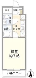 フラット 1Kの間取図画像