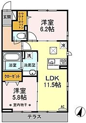 カーサドマーニ 2LDKの間取図画像