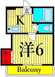 中道ハイツ 1Kの間取図画像