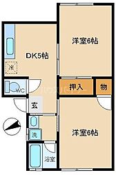 アーバンコーポラス 2DKの間取図画像