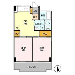 メゾンラフォーレ 2DKの間取図画像