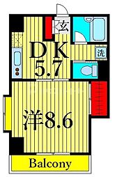 サンフラワー6 1DKの間取図画像