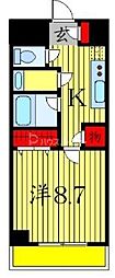 ドムスアライ3 1Kの間取図画像