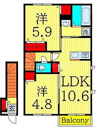 ハイム大杉 2LDKの間取図画像