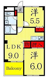 プルニエ5 2LDKの間取図画像