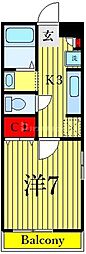 ゴールドエッグ南砂 1Kの間取図画像