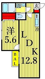 ピースフルパレス江戸川 1LDKの間取図画像