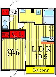 クリア南砂 1LDKの間取図画像