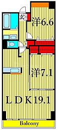 サンスカイ 2LDKの間取図画像