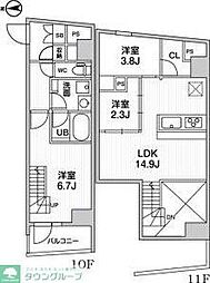 ALTERNA中野 10階3LDKの間取り
