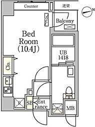 リテラス中野ノース 9階ワンルームの間取り