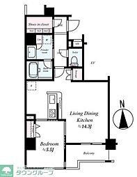 デュオステージ鷺ノ宮 1LDKの間取図画像