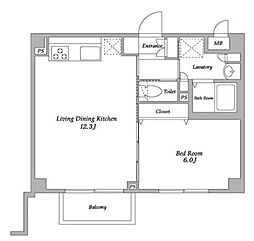 ラクラス下井草 1LDKの間取図画像