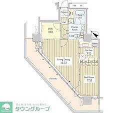 ユニゾンタワー東中野 1LDKの間取図画像