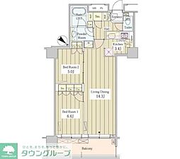 ユニゾンタワー東中野 2LDKの間取図画像