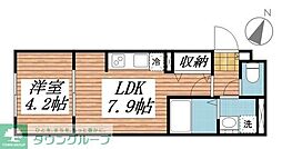 エクウス中村橋 1LDKの間取図画像