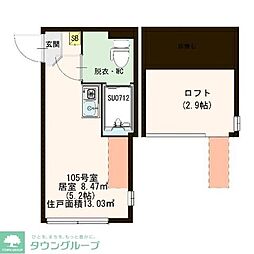 ハーモニーテラス方南2 ワンルームの間取図画像