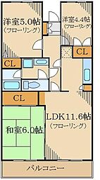 下井草ベルガーデン 3LDKの間取図画像