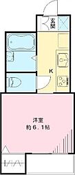 サットンプレイス・プロスパー 1Kの間取図画像