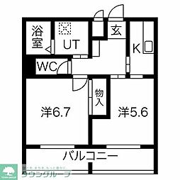メゾンドール永塚 1DKの間取図画像