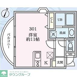 アカンサス ワンルームの間取図画像