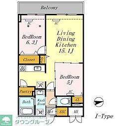 AZALETY上北沢 2LDKの間取図画像