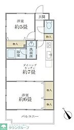 ロサレス荻窪 2DKの間取図画像