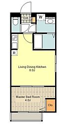 カルチェブラン御殿山 1LDKの間取図画像