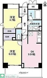 ヒルトップ中野 2DKの間取図画像