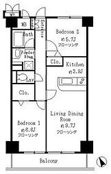 サンクレール高井戸 2LDKの間取図画像