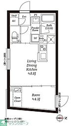 グローリオシェルト永福町 1LDKの間取図画像