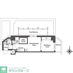 バウスフラッツ高円寺 1LDKの間取図画像