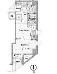 エクシム高円寺 1DKの間取図画像