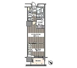 ユニゾンタワー東中野 1LDKの間取図画像