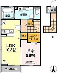 パレルモ 1LDKの間取図画像