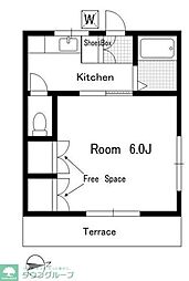 サニーハイツ榎本 1階1Kの間取り