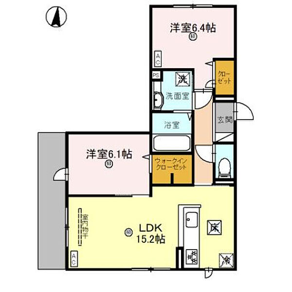 D-residence茨木水尾 203号室｜大阪府茨木市水尾１丁目(賃貸アパート2LDK・2階・63.87㎡)の写真 その2