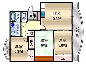 ハイツシャルマン 402号室 ｜ 大阪府茨木市目垣２丁目（賃貸マンション3LDK・4階・70.54㎡） その2