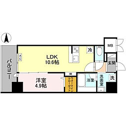 茨木市中津町マンション 1LDKの間取図画像