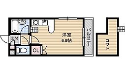 ビスタ千里丘5 ワンルームの間取図画像