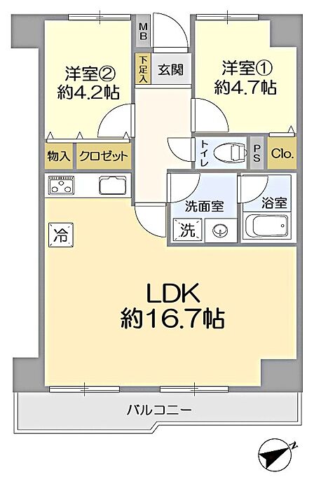 2LDK 間取り