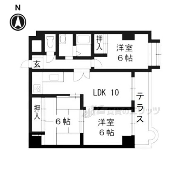 嵯峨西和 107｜京都府京都市右京区嵯峨五島町(賃貸マンション3LDK・1階・60.87㎡)の写真 その2