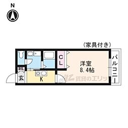 アムールクラガノ 1Kの間取図画像